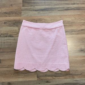 Vineyard Vines Pink and White Seersucker Scallop Hem Skirt